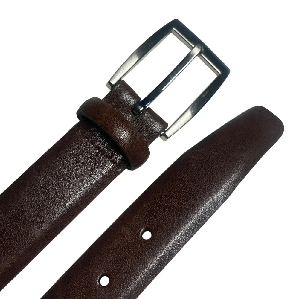 Jos. A. Bank Leather Belt Mens 44 Brown Silver Buckle‎ NWT